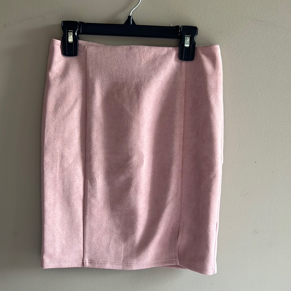 Pink suede skirt - mini skirt